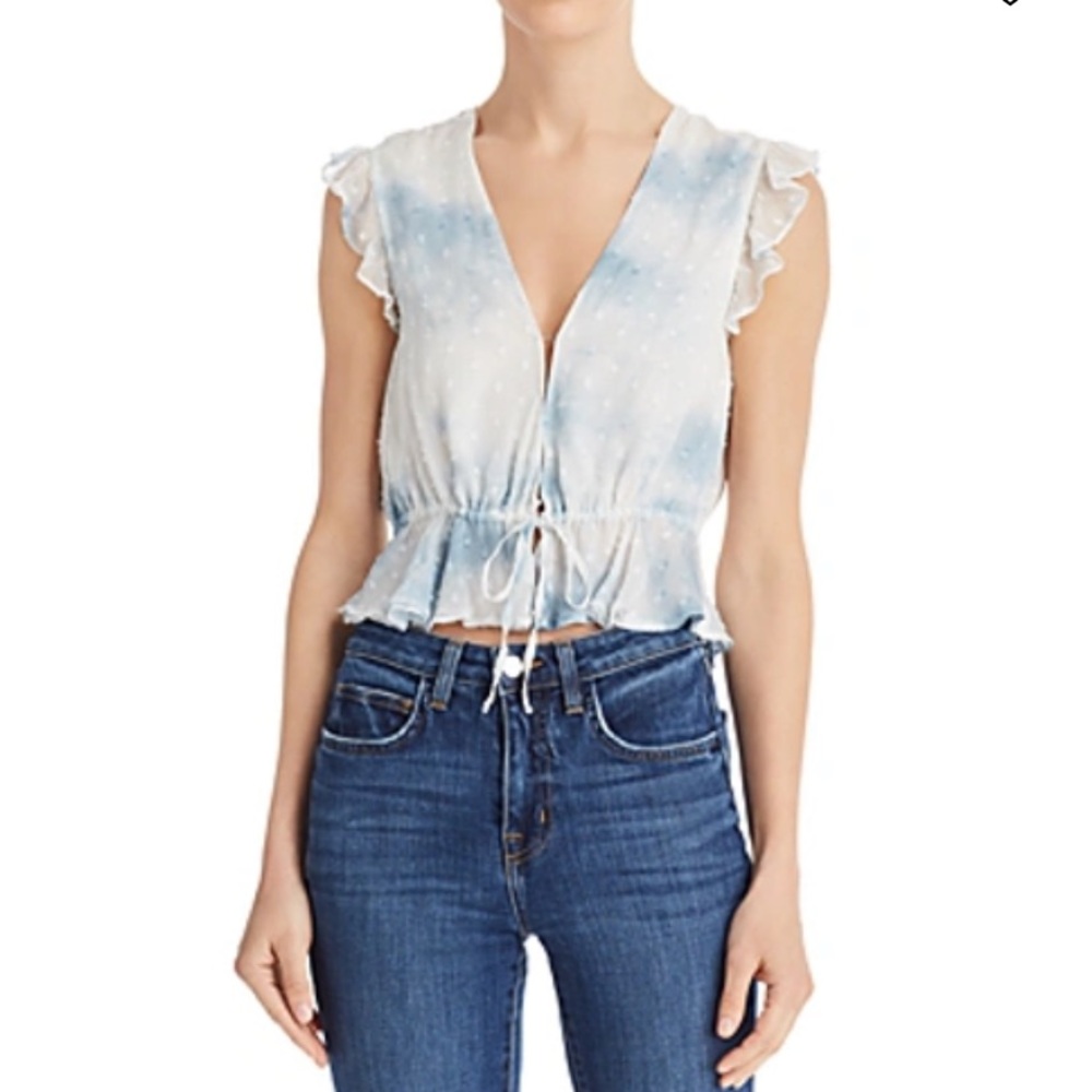 Rahi Malibu Ruffled Tie-dyed Top In Tie Dye Blue Size Small